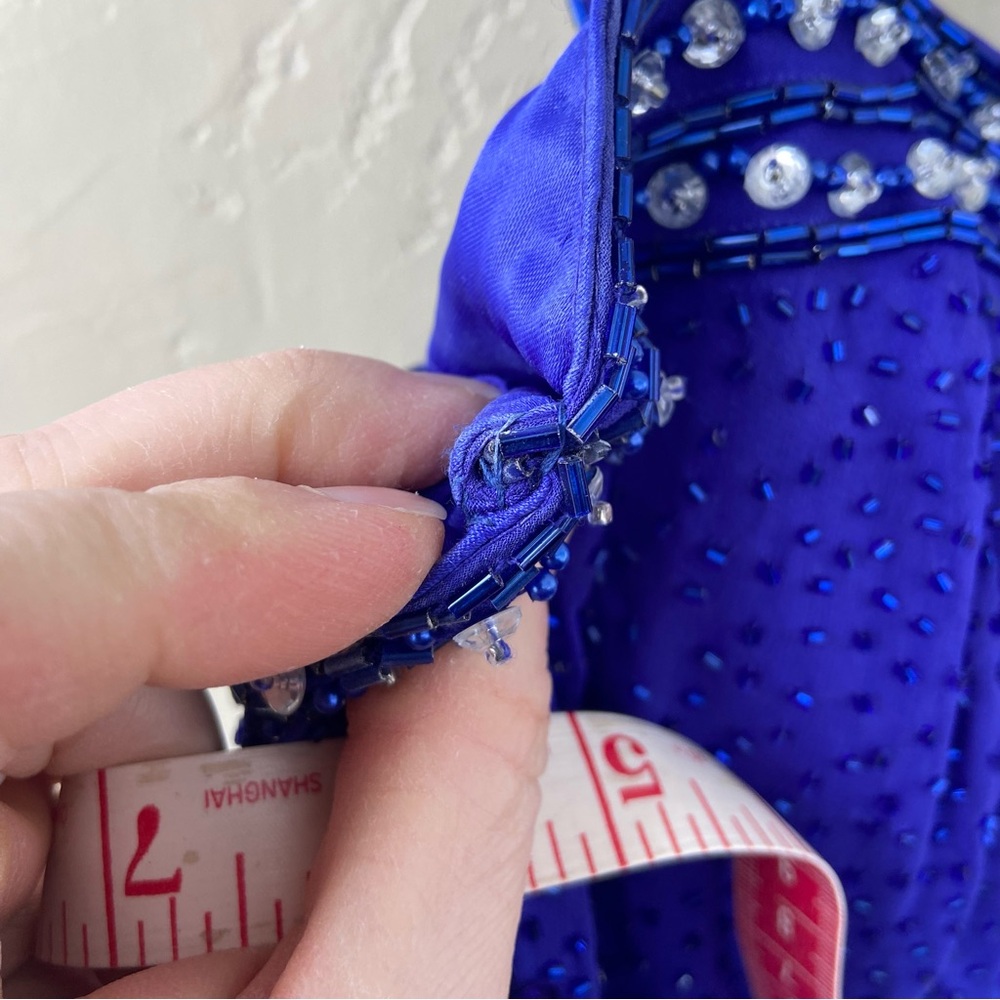 Stunning Alyce Designs formal gown - sapphire blue w/ silver and blue beading - Picture 12 of 13